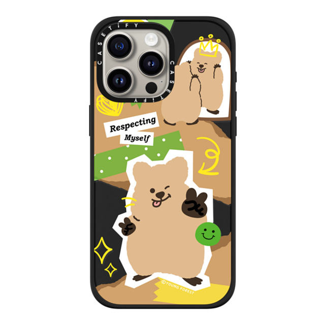 CASETiFY iPhone 15 Pro Max ケース マットブラック インパクトケース MagSafe対応 Respecting myself KKOTKA young forest