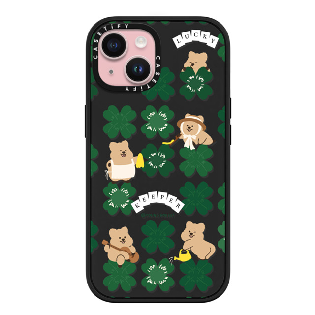 CASETiFY iPhone 15 ケース マットブラック インパクトケース MagSafe対応 KKOTKA is lucky keeper young forest