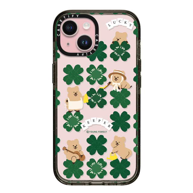 CASETiFY iPhone 15 ケース ブラック インパクトケース KKOTKA is lucky keeper young forest