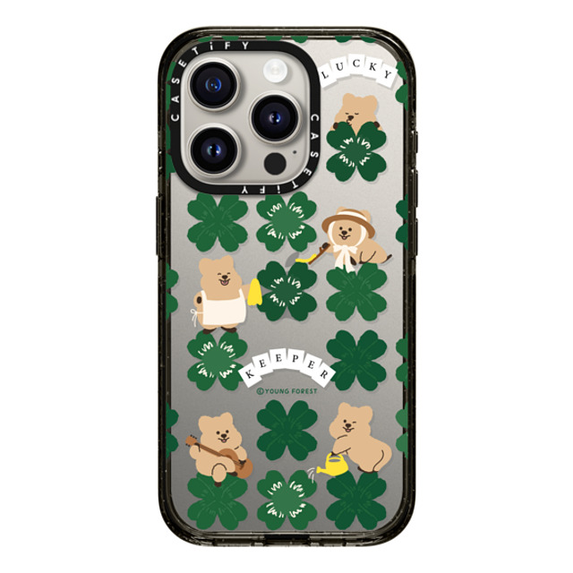 CASETiFY iPhone 15 Pro ケース ブラック インパクトケース KKOTKA is lucky keeper young forest