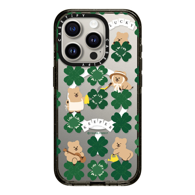 CASETiFY iPhone 15 Pro ケース ブラック インパクトケース MagSafe対応 KKOTKA is lucky keeper young forest