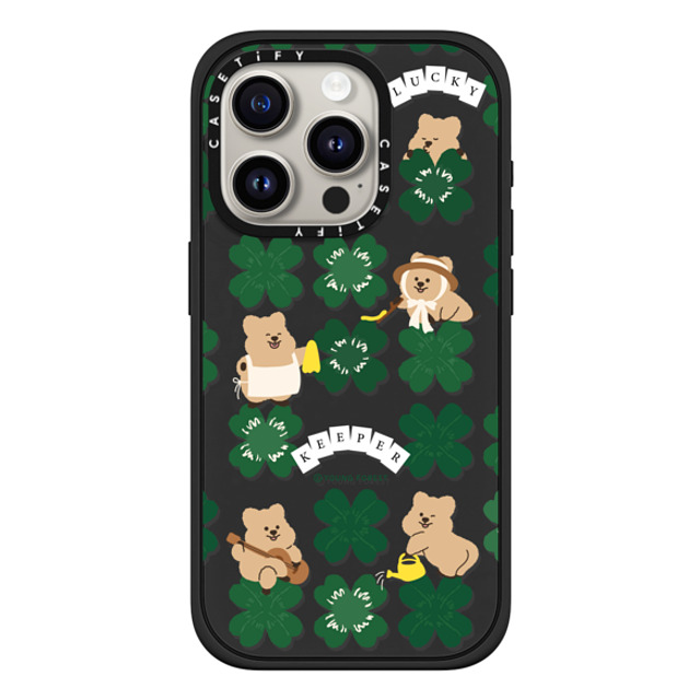 CASETiFY iPhone 15 Pro ケース マットブラック インパクトケース MagSafe対応 KKOTKA is lucky keeper young forest