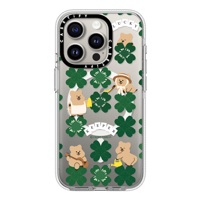 CASETiFY iPhone 15 Pro ケース クリア クリア ケース MagSafe対応 KKOTKA is lucky keeper young forest