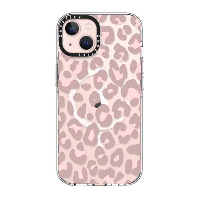 CASETiFY iPhone 13 ケース クリア クリア ケース MagSafe対応 Leopard,Animal,Animal Dusty Pink Leopard Phone Case