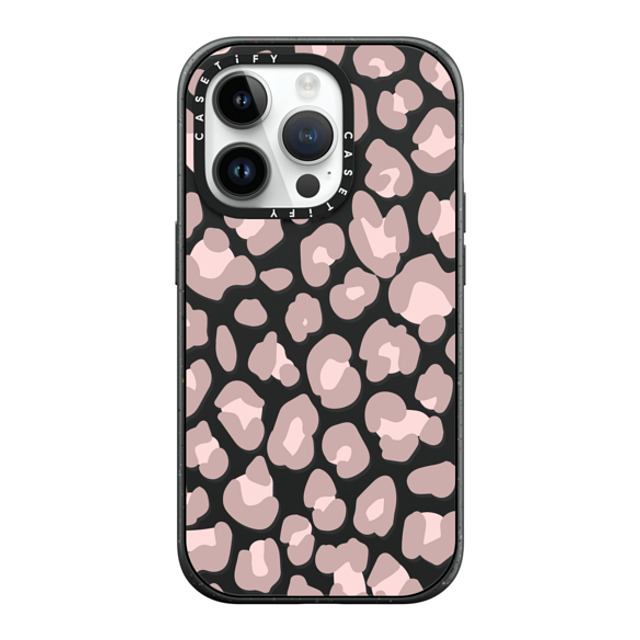 CASETiFY iPhone 14 Pro ケース マットブラック インパクトケース MagSafe対応 Leopard,Animal,Animal Dusty Pink Leopard Phone Case