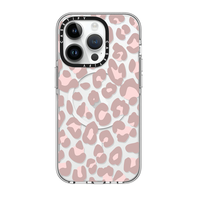 CASETiFY iPhone 14 Pro ケース クリア クリア ケース MagSafe対応 Leopard,Animal,Animal Dusty Pink Leopard Phone Case