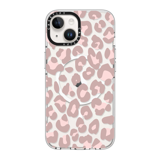 CASETiFY iPhone 14 ケース クリア クリア ケース MagSafe対応 Leopard,Animal,Animal Dusty Pink Leopard Phone Case