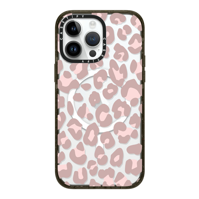 CASETiFY iPhone 14 Pro Max ケース ブラック インパクトケース MagSafe対応 Leopard,Animal,Animal Dusty Pink Leopard Phone Case