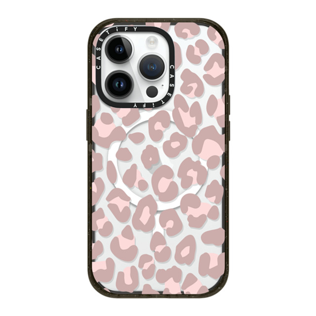 CASETiFY iPhone 14 Pro ケース ブラック インパクトケース MagSafe対応 Leopard,Animal,Animal Dusty Pink Leopard Phone Case