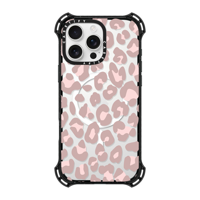 CASETiFY iPhone 16 Pro Max ケース ブラック バウンスケース Leopard,Animal,Animal Dusty Pink Leopard Phone Case