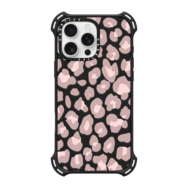 CASETiFY iPhone 16 Pro Max ケース マットブラック バウンスケース Leopard,Animal,Animal Dusty Pink Leopard Phone Case