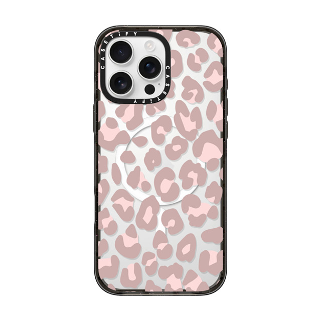 CASETiFY iPhone 16 Pro Max ケース ブラック インパクトケース MagSafe対応 Leopard,Animal,Animal Dusty Pink Leopard Phone Case