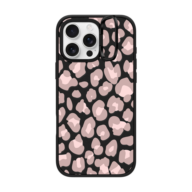 CASETiFY iPhone 16 Pro Max ケース マットブラック インパクトリングスタンドケース MagSafe対応 Leopard,Animal,Animal Dusty Pink Leopard Phone Case