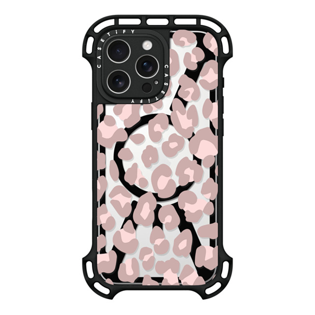 CASETiFY iPhone 16 Pro Max ケース ブラック ウルトラ バウンスケース MagSafe対応 Leopard,Animal,Animal Dusty Pink Leopard Phone Case