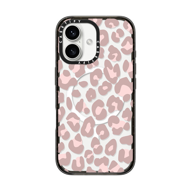 CASETiFY iPhone 16 ケース ブラック インパクトケース MagSafe対応 Leopard,Animal,Animal Dusty Pink Leopard Phone Case