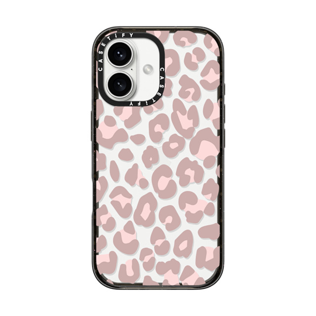 CASETiFY iPhone 16 ケース ブラック インパクトケース Leopard,Animal,Animal Dusty Pink Leopard Phone Case