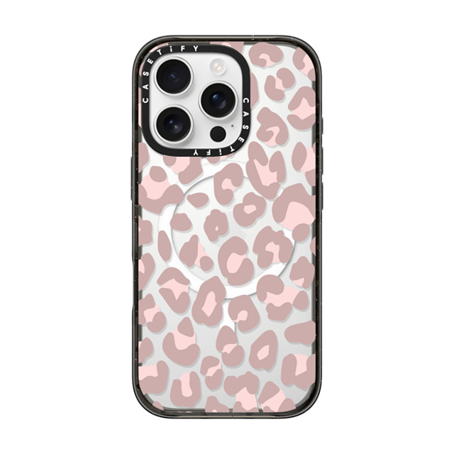 CASETiFY iPhone 16 Pro ケース ブラック インパクトケース MagSafe対応 Leopard,Animal,Animal Dusty Pink Leopard Phone Case