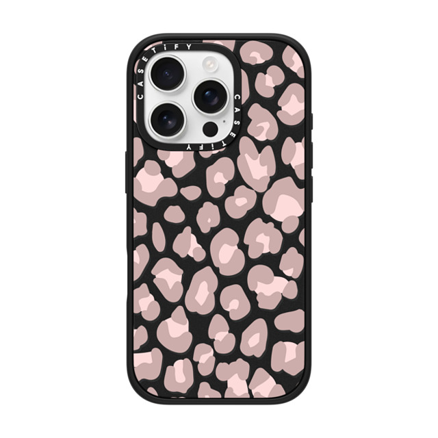 CASETiFY iPhone 16 Pro ケース マットブラック インパクトケース MagSafe対応 Leopard,Animal,Animal Dusty Pink Leopard Phone Case