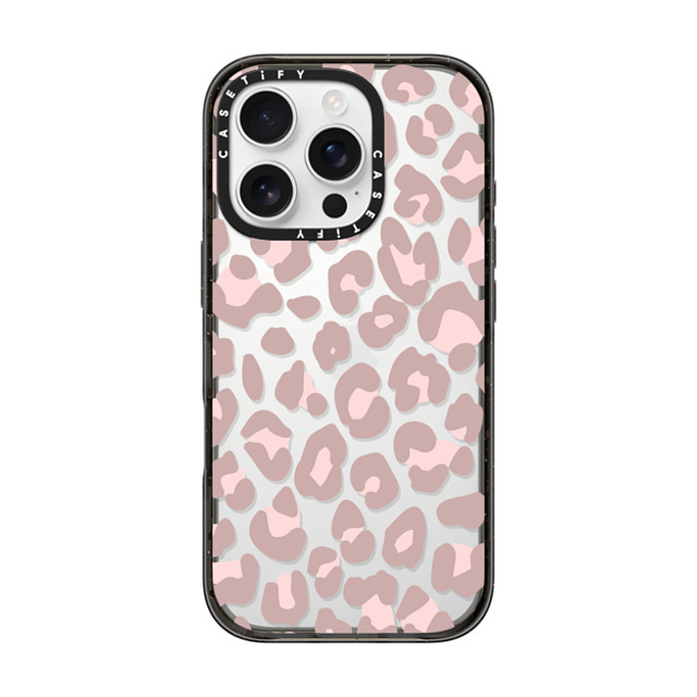 CASETiFY iPhone 16 Pro ケース ブラック インパクトケース Leopard,Animal,Animal Dusty Pink Leopard Phone Case