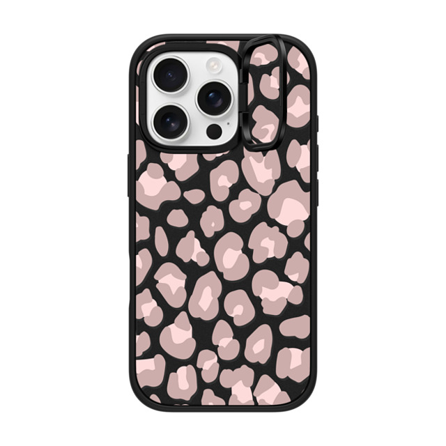 CASETiFY iPhone 16 Pro ケース マットブラック インパクトリングスタンドケース MagSafe対応 Leopard,Animal,Animal Dusty Pink Leopard Phone Case