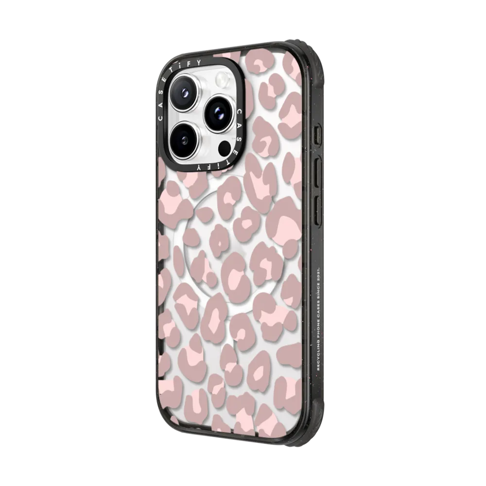 Ultra Impact iPhone 16 Pro Case MagSafe Compatible - Dusty Pink Leopard Phone Case