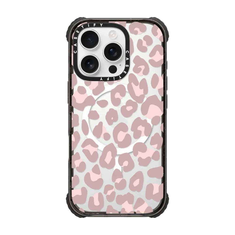 Ultra Impact iPhone 16 Pro Case MagSafe Compatible - Dusty Pink Leopard Phone Case