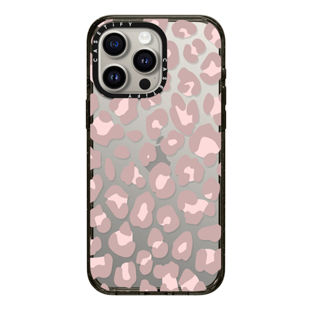 CASETiFY iPhone 15 Pro Max ケース ブラック インパクトケース Leopard,Animal,Animal Dusty Pink Leopard Phone Case