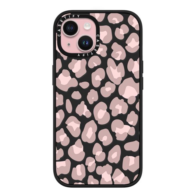 CASETiFY iPhone 15 ケース マットブラック インパクトケース MagSafe対応 Leopard,Animal,Animal Dusty Pink Leopard Phone Case