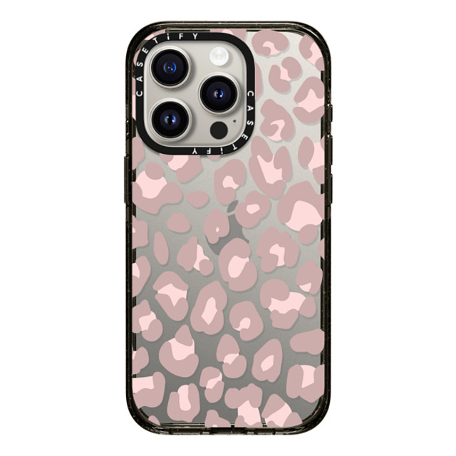 CASETiFY iPhone 15 Pro ケース ブラック インパクトケース Leopard,Animal,Animal Dusty Pink Leopard Phone Case