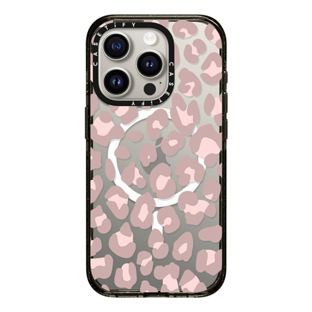 CASETiFY iPhone 15 Pro ケース ブラック インパクトケース MagSafe対応 Leopard,Animal,Animal Dusty Pink Leopard Phone Case