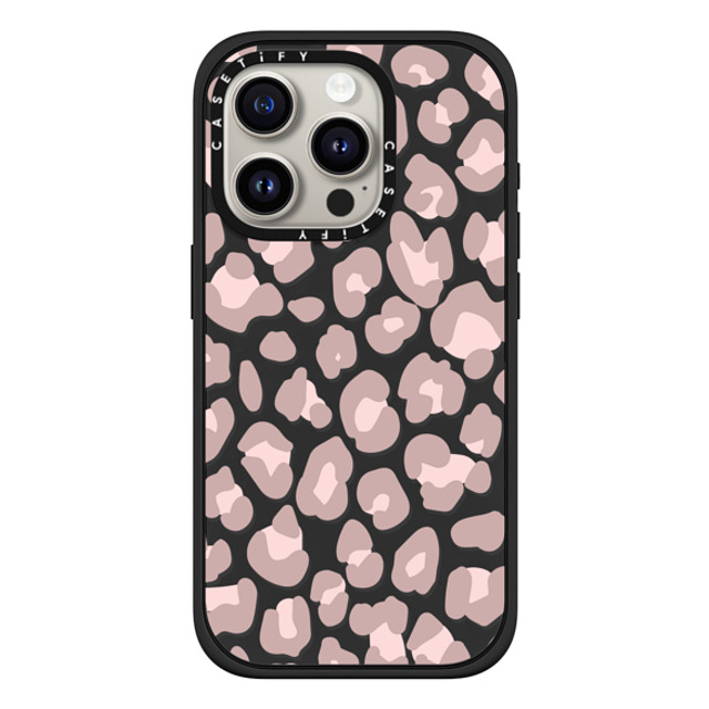 CASETiFY iPhone 15 Pro ケース マットブラック インパクトケース MagSafe対応 Leopard,Animal,Animal Dusty Pink Leopard Phone Case