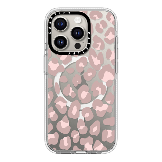 CASETiFY iPhone 15 Pro ケース クリア クリア ケース MagSafe対応 Leopard,Animal,Animal Dusty Pink Leopard Phone Case