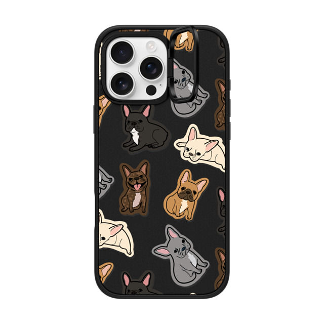 CASETiFY iPhone 16 Pro Max ケース マットブラック インパクトリングスタンドケース MagSafe対応 犬 EXCUSE MY FRENCHIE