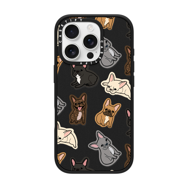 CASETiFY iPhone 16 Pro ケース マットブラック インパクトケース MagSafe対応 犬 EXCUSE MY FRENCHIE