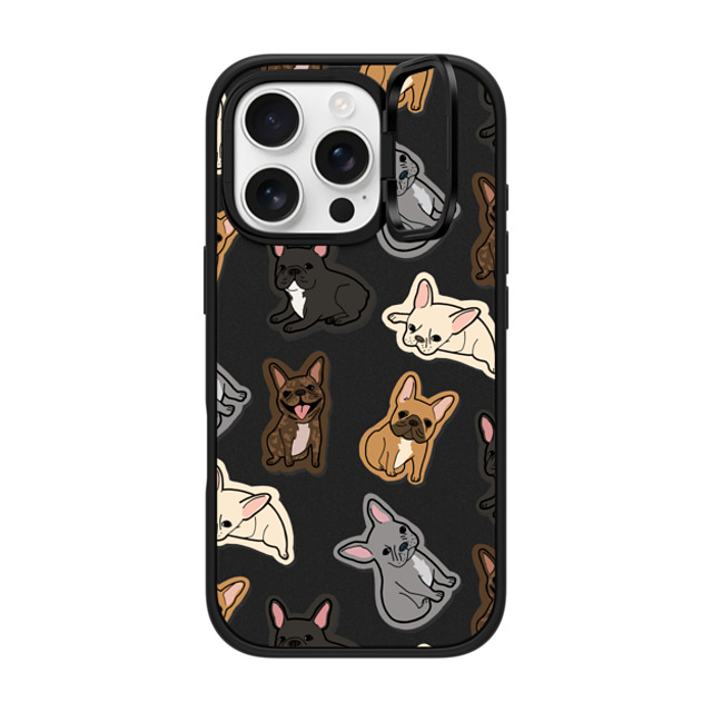 CASETiFY iPhone 16 Pro ケース マットブラック インパクトリングスタンドケース MagSafe対応 犬 EXCUSE MY FRENCHIE