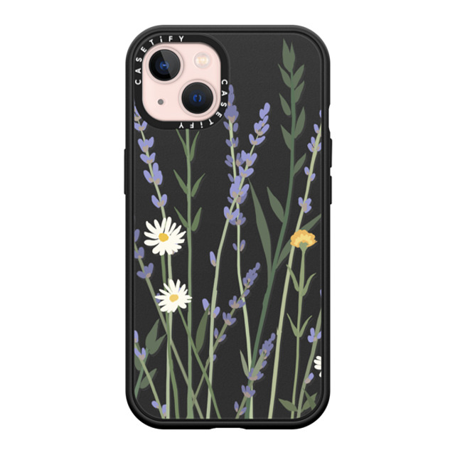 CASETiFY iPhone 13 ケース マットブラック インパクトケース MagSafe対応 フローラル LANA LAVENDER MIX