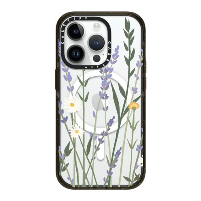 CASETiFY iPhone 14 Pro ケース ブラック インパクトケース MagSafe対応 フローラル LANA LAVENDER MIX