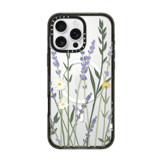 CASETiFY iPhone 16 Pro Max ケース ブラック インパクトケース MagSafe対応 フローラル LANA LAVENDER MIX