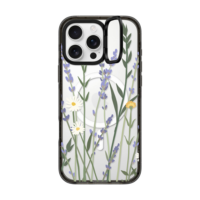 CASETiFY iPhone 16 Pro Max ケース ブラック インパクトリングスタンドケース MagSafe対応 フローラル LANA LAVENDER MIX