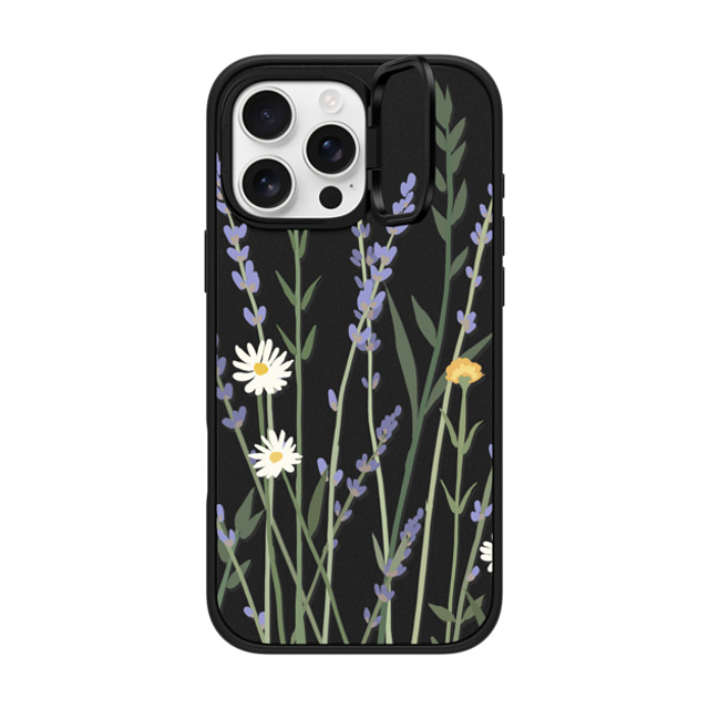 CASETiFY iPhone 16 Pro Max ケース マットブラック インパクトリングスタンドケース MagSafe対応 フローラル LANA LAVENDER MIX