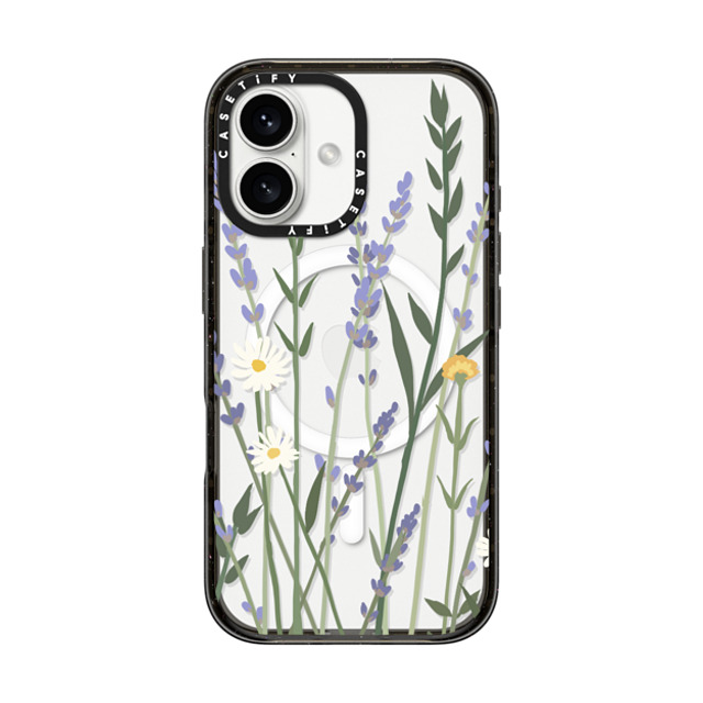 CASETiFY iPhone 16 ケース ブラック インパクトケース MagSafe対応 フローラル LANA LAVENDER MIX