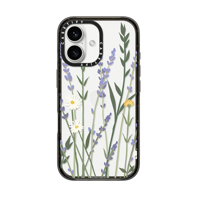 CASETiFY iPhone 16 ケース ブラック インパクトケース フローラル LANA LAVENDER MIX