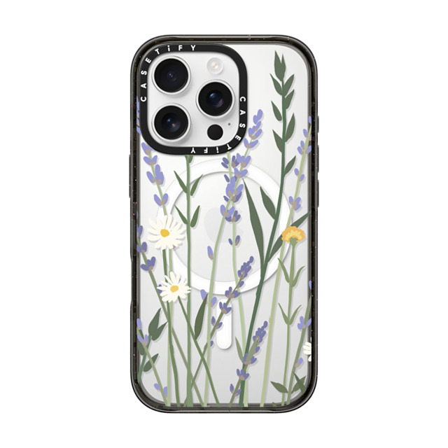 CASETiFY iPhone 16 Pro ケース ブラック インパクトケース MagSafe対応 フローラル LANA LAVENDER MIX