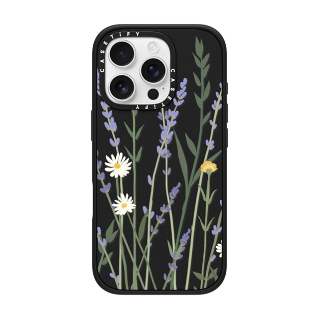 CASETiFY iPhone 16 Pro ケース マットブラック インパクトケース MagSafe対応 フローラル LANA LAVENDER MIX