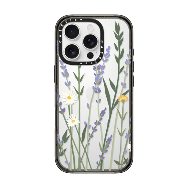 CASETiFY iPhone 16 Pro ケース ブラック インパクトケース フローラル LANA LAVENDER MIX