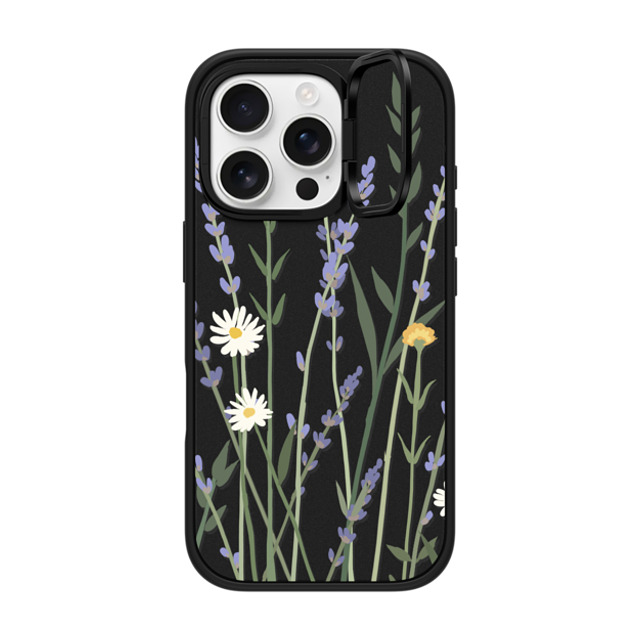 CASETiFY iPhone 16 Pro ケース マットブラック インパクトリングスタンドケース MagSafe対応 フローラル LANA LAVENDER MIX