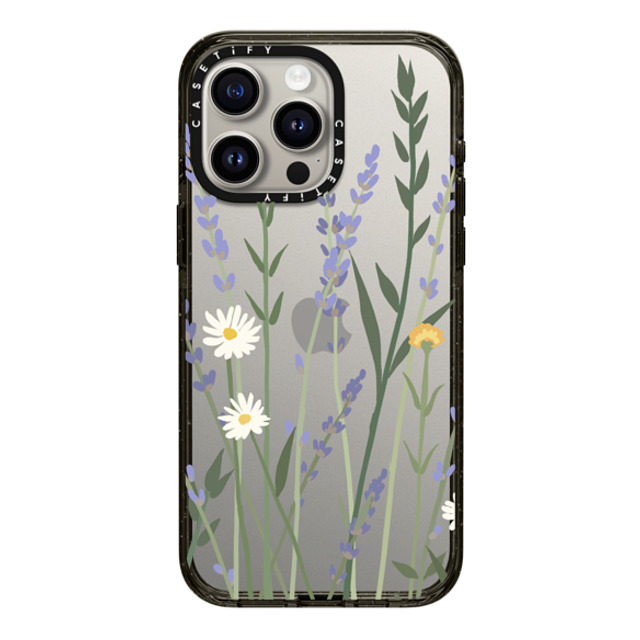 CASETiFY iPhone 15 Pro Max ケース ブラック インパクトケース フローラル LANA LAVENDER MIX