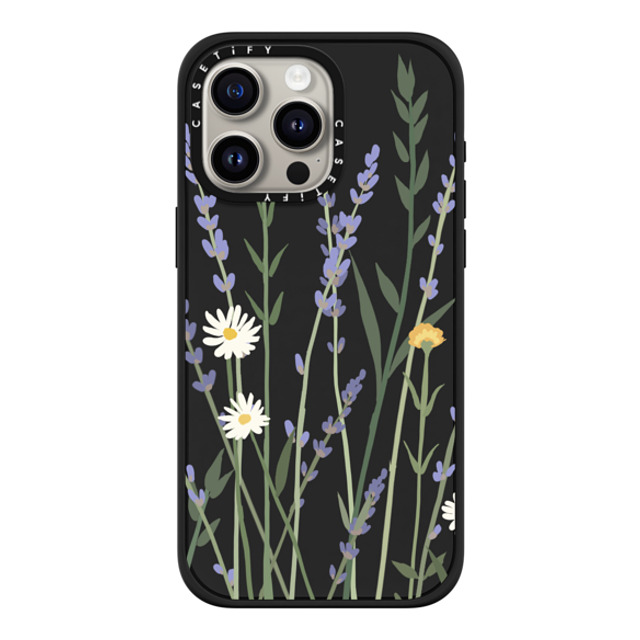 CASETiFY iPhone 15 Pro Max ケース マットブラック インパクトケース MagSafe対応 フローラル LANA LAVENDER MIX