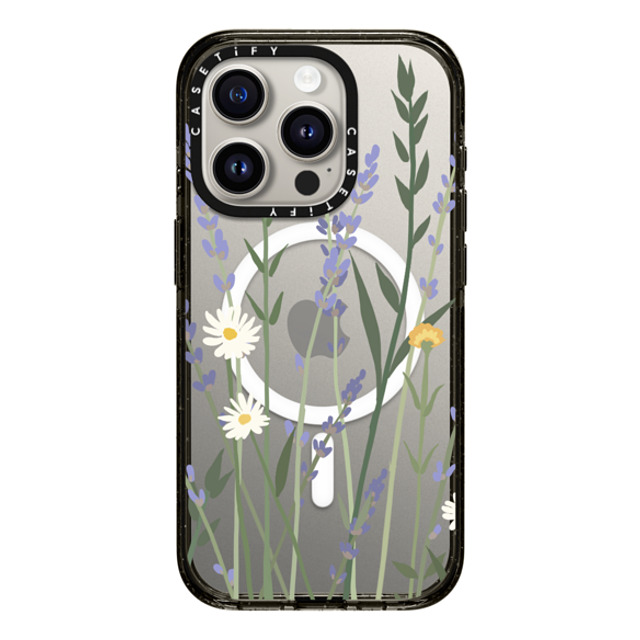 CASETiFY iPhone 15 Pro ケース ブラック インパクトケース MagSafe対応 フローラル LANA LAVENDER MIX