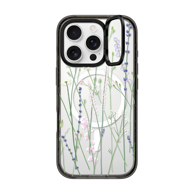 CASETiFY iPhone 16 Pro ケース ブラック インパクトリングスタンドケース MagSafe対応 Cottagecore,Floral Gigi Garden Florals